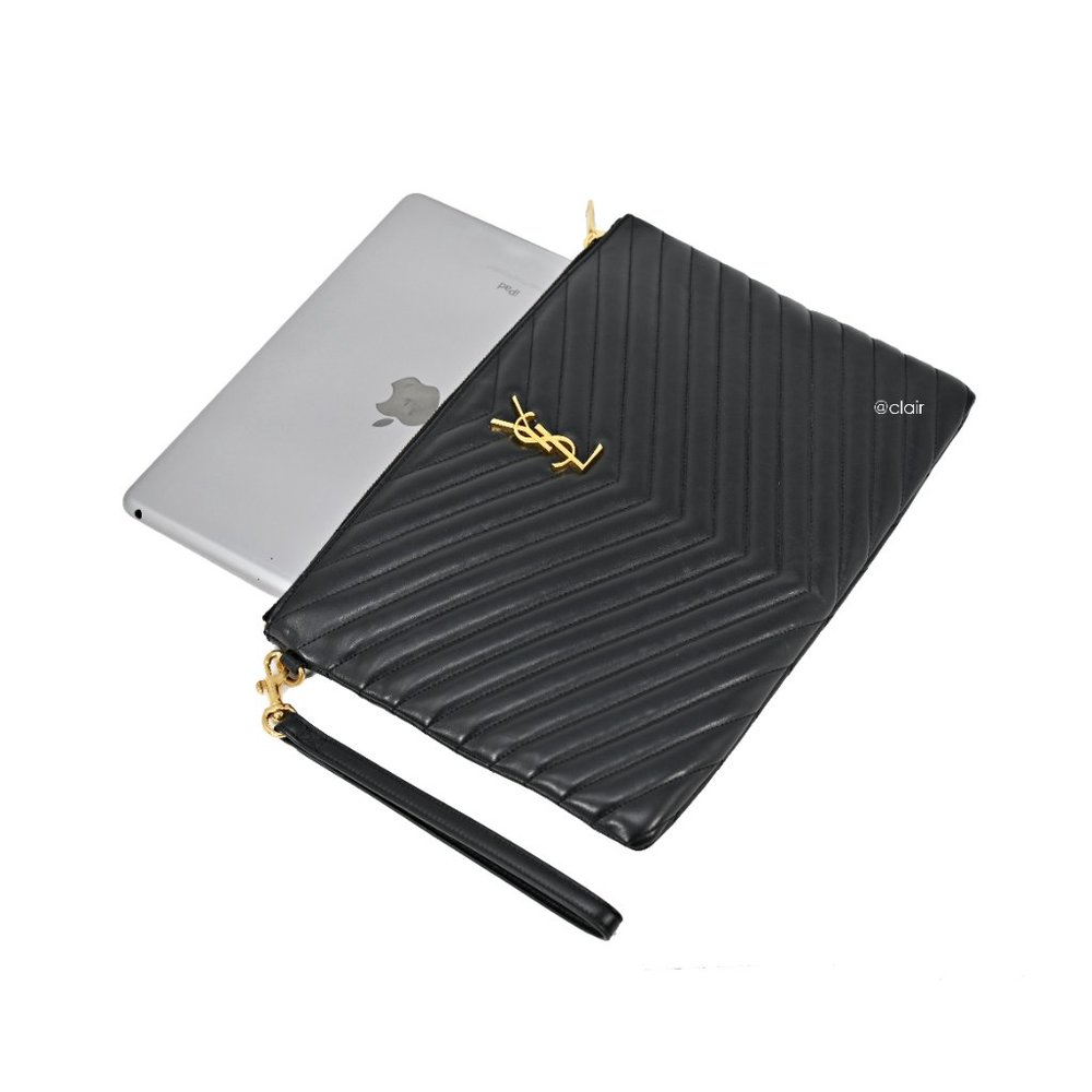 Saint Laurent Large Monogram Leather Pouch - Picture 4 of 8
